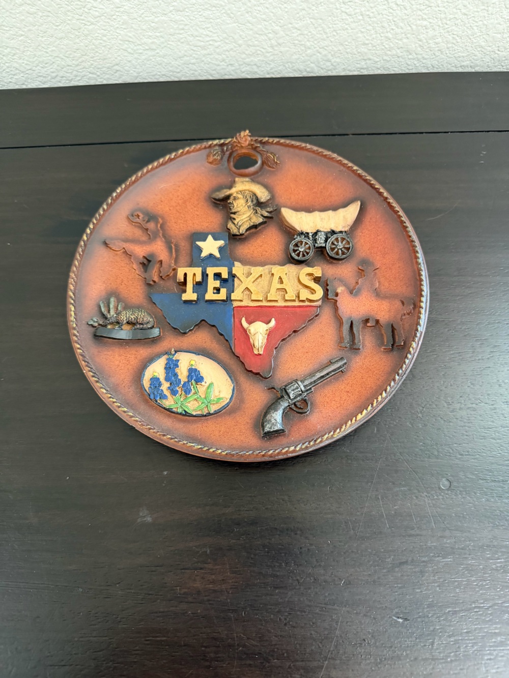 Texas Western Wall Plaque - Rustic Brown